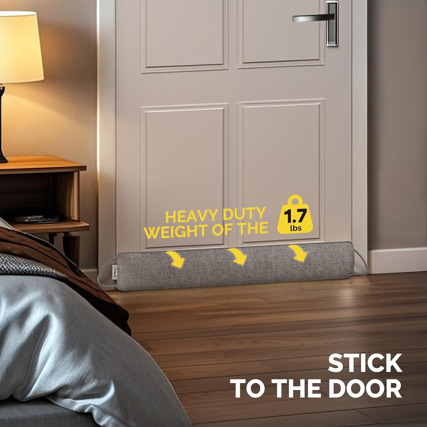 fowong 32" Door Draft Stopper, Weighted Under Door Noise Stopper, Oatmeal | Weighted Fabric Blocks Drafts, Dust & Light, Great for Interior Doors to Help Reduce Noise and Improve Comfort