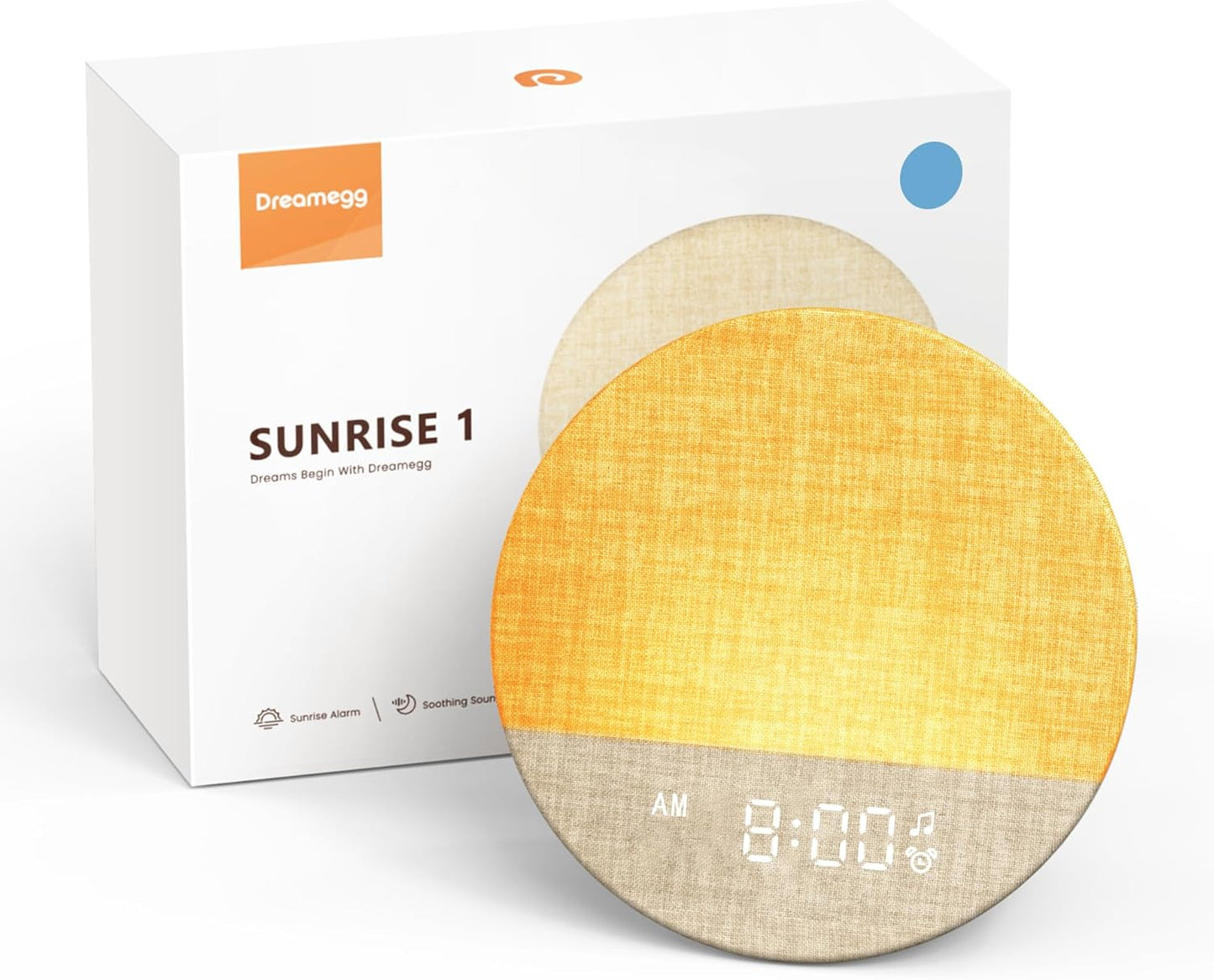 Dreamegg Sunrise 1 - Sunrise Alarm Clock, Sound Machine for Sleep, Customizable Sleep Routines, Dimmable Night Light, 29 Soothing Sounds, White Noise Machine, Wake Up Light for Bedrooms(Blue)