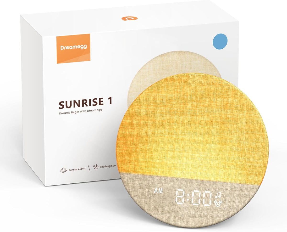 Dreamegg Sunrise 1 - Sunrise Alarm Clock, Sound Machine for Sleep, Customizable Sleep Routines, Dimmable Night Light, 29 Soothing Sounds, White Noise Machine, Wake Up Light for Bedrooms(Blue)