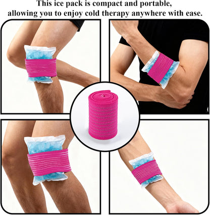 4-Pack Ice Pack Strap,Stretchable- 35.5"x3" Adjustable Hook and Loop Elastic Holder & Resuable Extender Belt for Secure Ice Pack Wrap, Blue