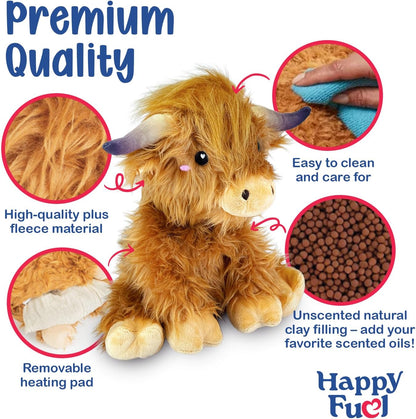 Bunny Microwavable & Weighted Stuffed Animals - 1.5 Lbs Unscented Heating Pad for Period Cramps Pain Relief and Anxiety, Cute Bunny Plush Toys Gifts for Women Girls Adults and Kids by Happy Fuel