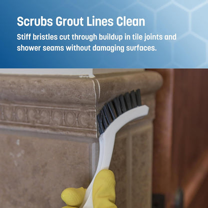 SPARTA Grout Brush with Stiff Nylon Bristles, 8 Inch, White | Flo-Pac, Stiff Crimped Nylon Bristles, 2.75-Inch Brush Section, Narrow Crevices, BPA Free