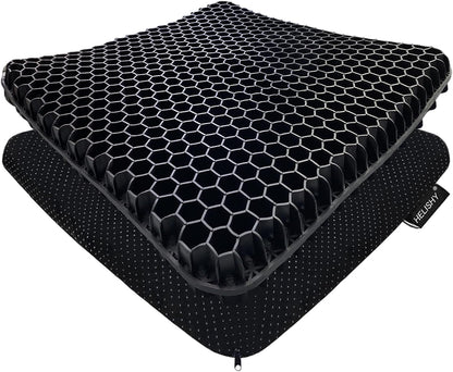 Gel Seat Cushion for Long Sitting - 1.65inch Double Thick Cooling Egg Cushion for Back, Hip, Sciatica, Coccyx, Tailbone Pain Relief - Office Chair Car Seat Cushion – Wheelchair Cushions