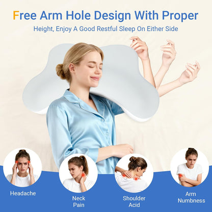 Side Sleeper Pillows with Arm Holes,Neck Support & Rotator Cuff Pain Relief | Memory Foam Shoulder Pillow for Side Sleepers, 2PCS Pillowcase, Ergonomic Knee, Leg, Arm Pillow for Adults