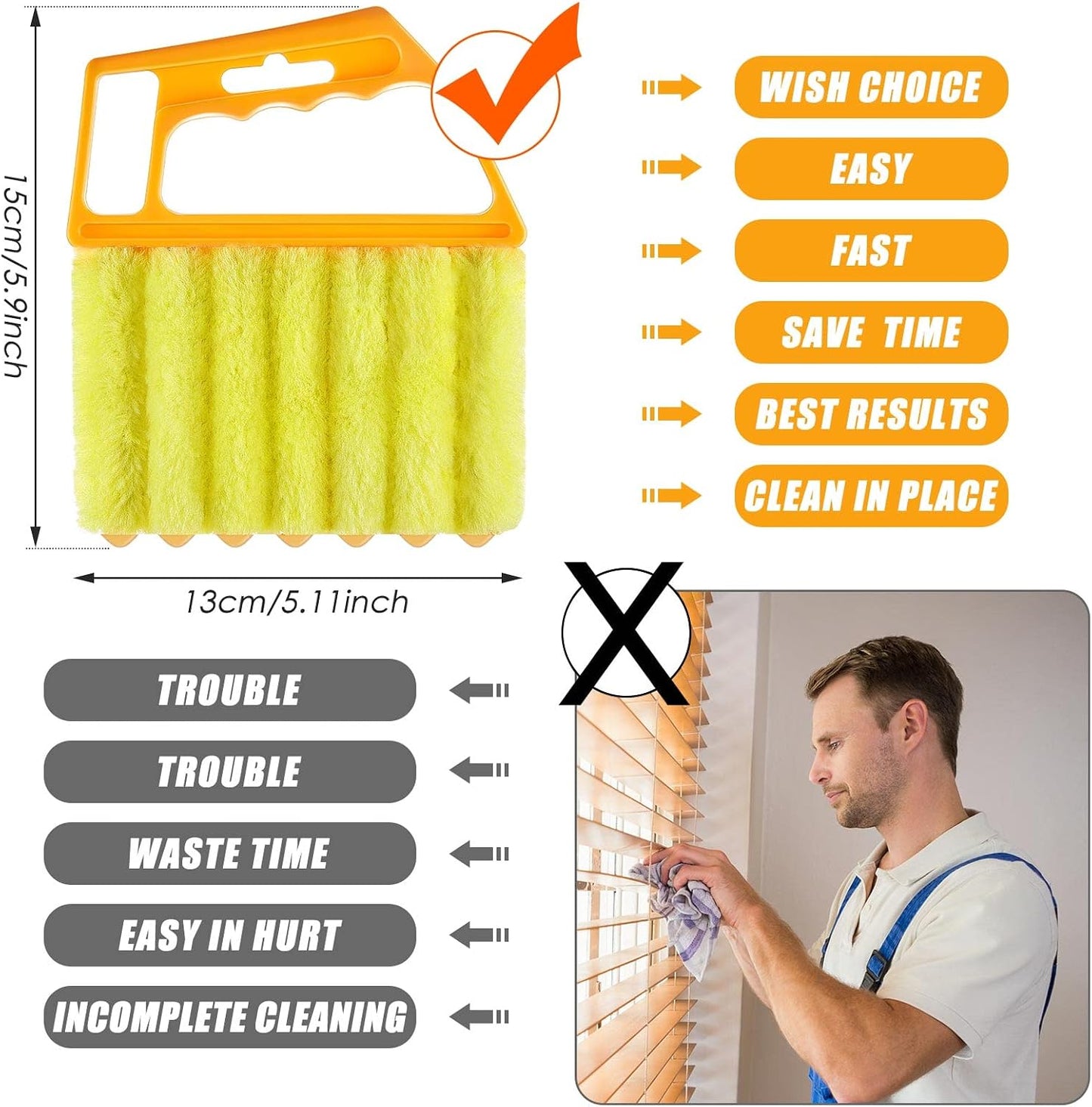 Geiserailie 2 Pcs Window Venetian Blind Cleaner Duster Tool Washable 7 Fingers Dusting Cleaner and Air Vent Shutter Brush Blinds Air Conditioner Fan Duster Dirt Housekeeping Tool (2 Color)