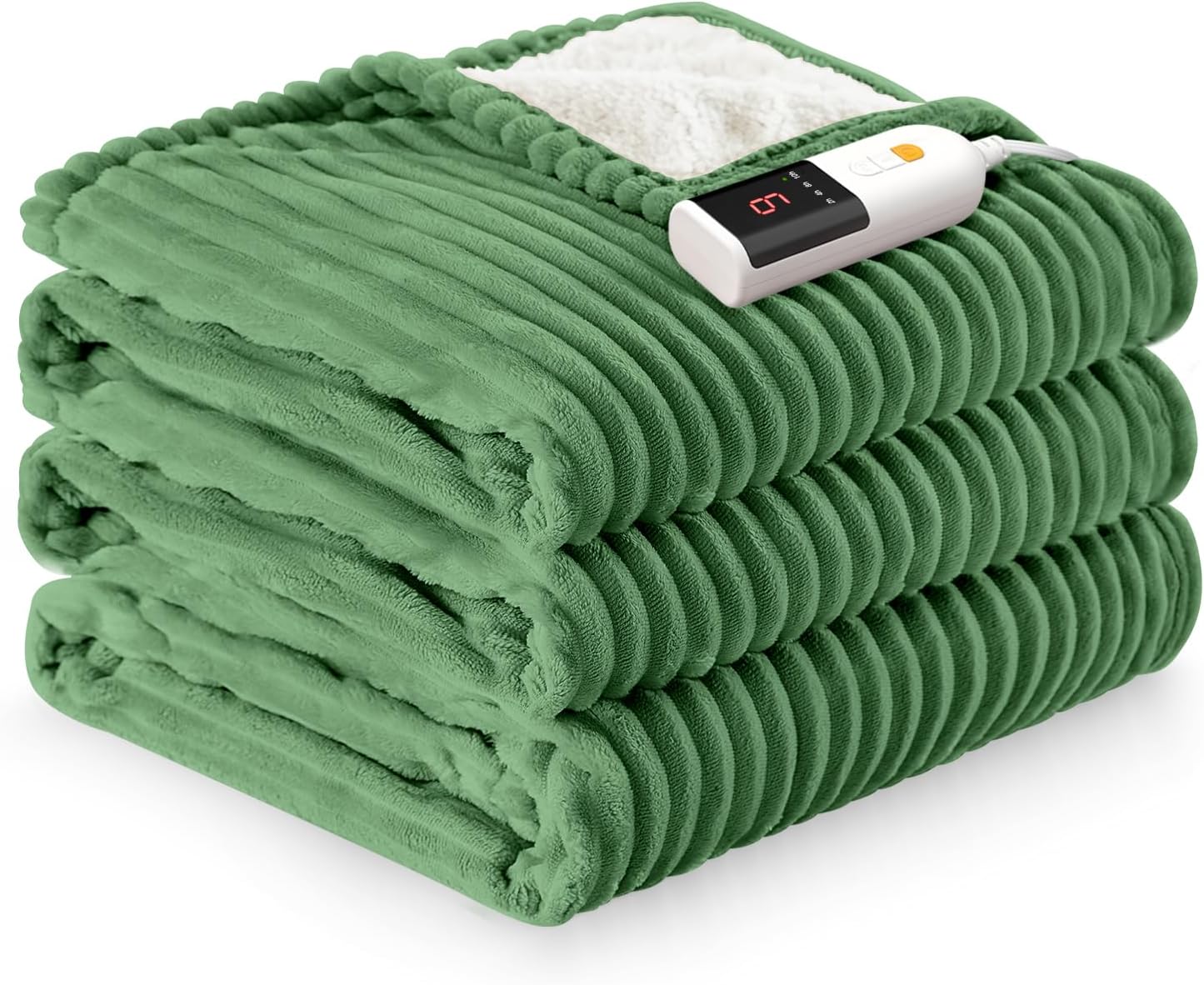 Heated Throw Blanket, 5 Heat Levels, 3 Hours Auto-Off, White | ETL & FCC certified, 50" × 60", OEKO-TEX fabric, machine washable, 100W low energy