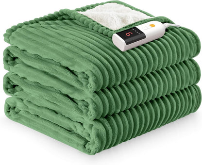 Heated Throw Blanket, 5 Heat Levels, 3 Hours Auto-Off, White | ETL & FCC certified, 50" × 60", OEKO-TEX fabric, machine washable, 100W low energy