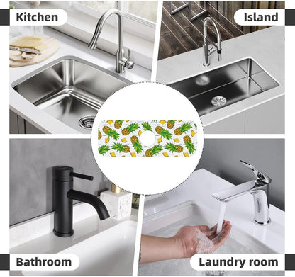 Wildflowers Floral Flower Kitchen Sink Splash Guard Faucet Mat Super Absorbent Fast Drying Mat Sink Gadgets-Fast Drying Pad Sink Mat For Kitchen Bathroom (15" X 5.5" )