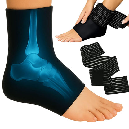Vive Arctic Flex Ankle Ice Pack Wrap for Swelling - Adjustable Hot & Cold | Gel Compression for Foot & Heel Injuries Reusable, Pain Relief, Reusable Cooling Therapy