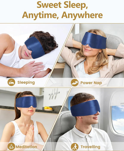 BeeVines Luxury Pure 100% Silk Sleep Mask for Women, 3D Contoured Eye Mask