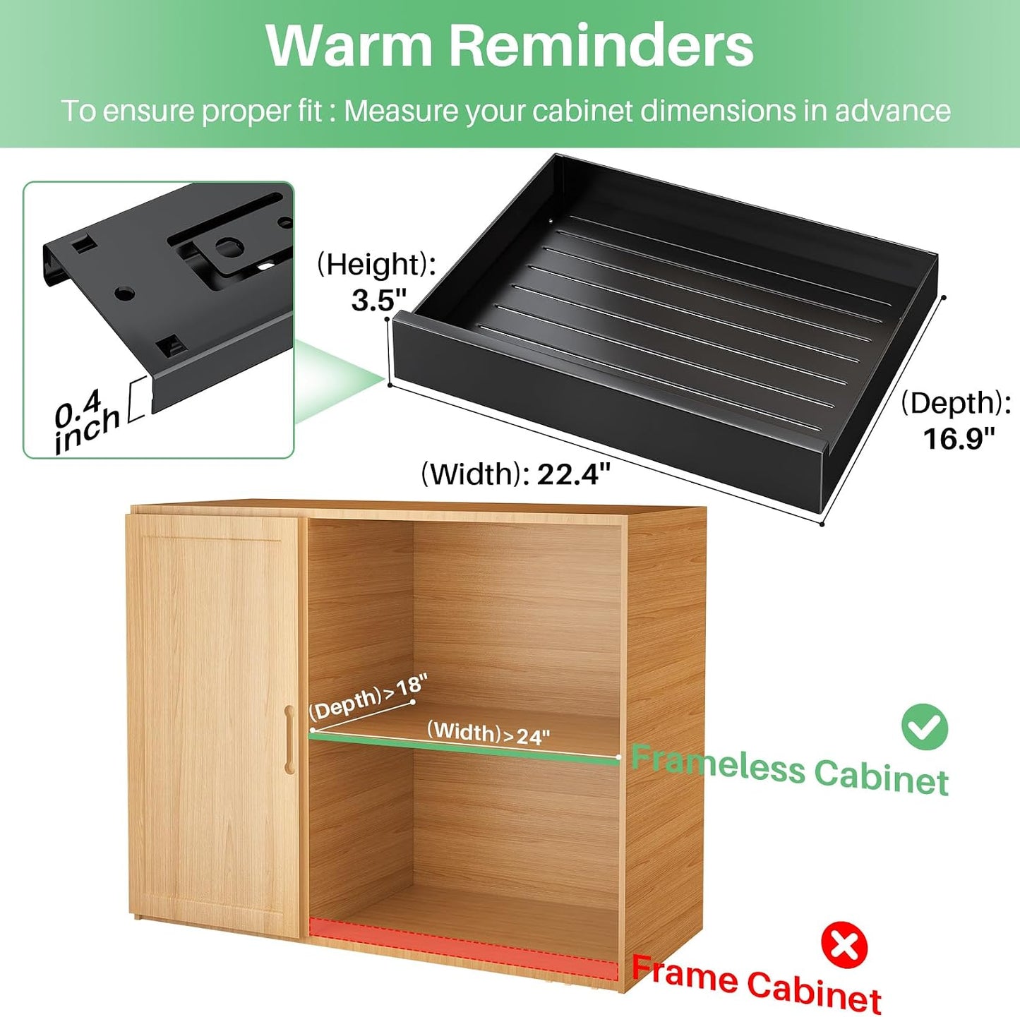 Pull out Cabinet Organizer, 21"Deep, Heavy Duty Full-Extension Slide out Drawers for Kitchen Cabinets with Nano Adhesive, Roll Out Shelf Sliding Cabinet for Pots, Bathroom, Pantry, Under Sink, White