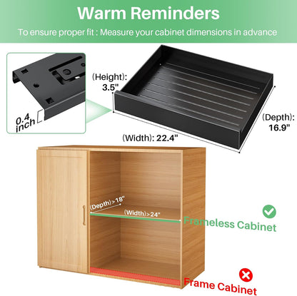 Pull out Cabinet Organizer, 21"Deep, Heavy Duty Full-Extension Slide out Drawers for Kitchen Cabinets with Nano Adhesive, Roll Out Shelf Sliding Cabinet for Pots, Bathroom, Pantry, Under Sink, White