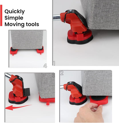 Heavy Duty Furniture Lifter with 4 Sliders for Easy and Safe Moving, Appliance Roller Suitable for Sofas, Couches and Refrigerators, Adjustable Height