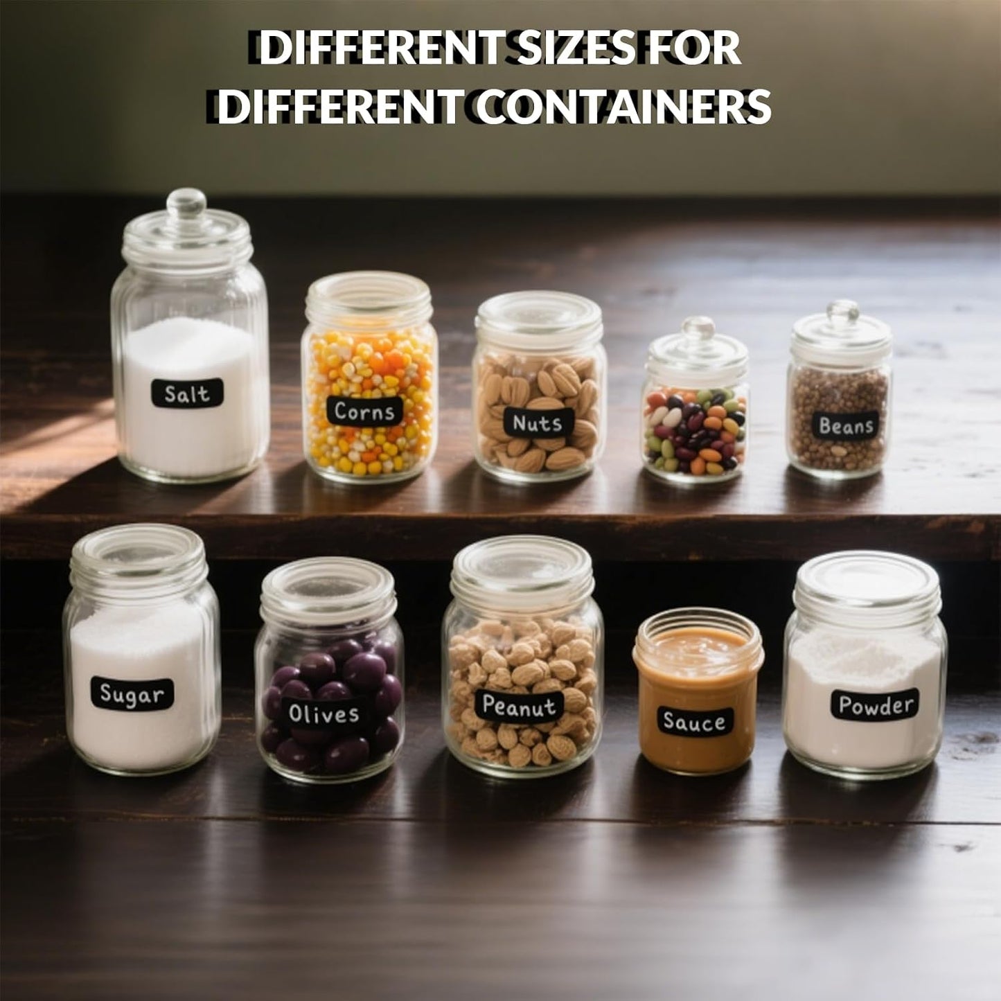 330Pcs Waterproof Labels Stickers for Jars | Reusable Chalkboard Labels, For Food Containers, Bottles, Blackboard Stickers, 1 Erasable Chalk Marker, Black