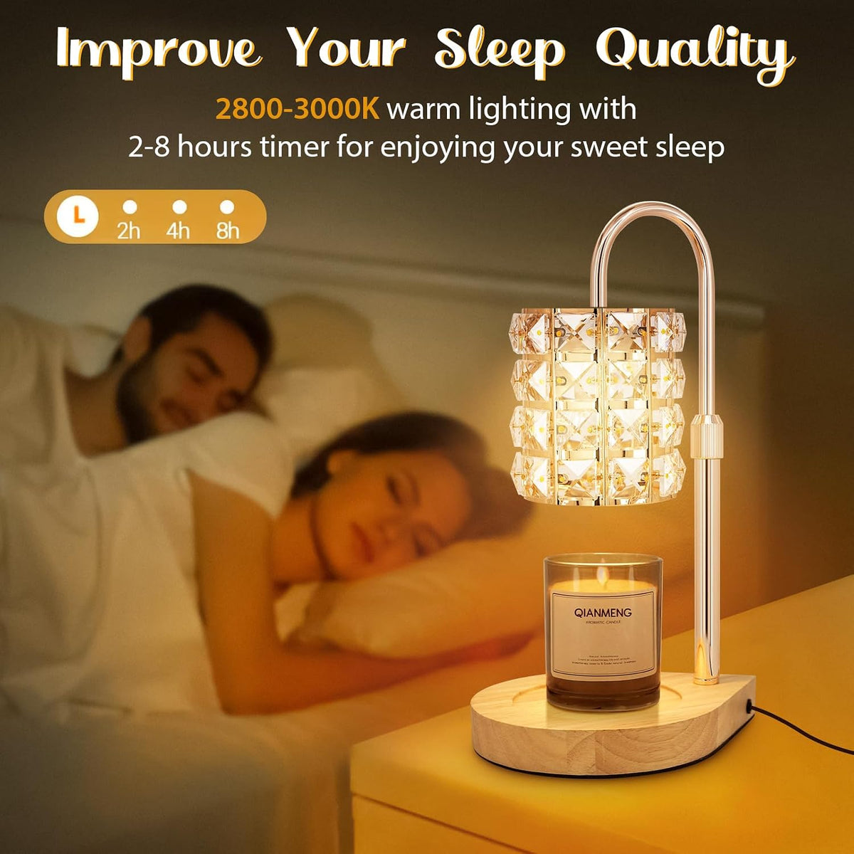 Candle Warmer Lamp with Timer, Electric Candle Warmer for Jar Candles, House Warming Gifts, Modern Home Decor Dimmable Wax Melting Lamp with Large Head, Black, Glass