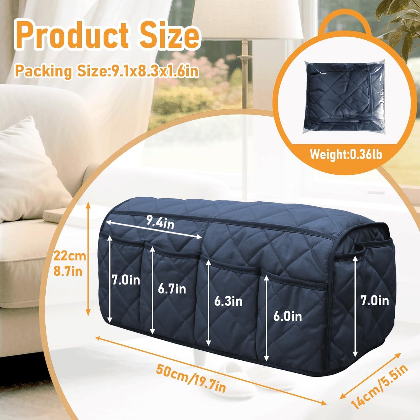 Armchair Caddy, Remote Control Holder for Recliners, Sofa Armrest Organizer, Non Slip Recliner Organizer, Couch Caddy with 14 Pockets Storage for TV Remote, Phone, Magazine (Brown)
