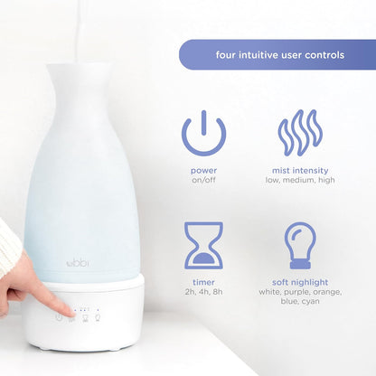 Ubbi Ultrasonic Humidifier, Easy Top-Fill Design | Adjustable Mist Control, Whisper-Quiet 25dB, Soft Night Light Glow for Nursery & Bedroom, Easy to Clean, Auto Shut-Off
