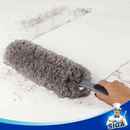 MR.SIGA Lint Free Microfiber Duster, Washable Duster for Household Cleaning | Microfibre hand duster, machine washable feather duster, dusters for cleaning, non slip handle, replaceable head