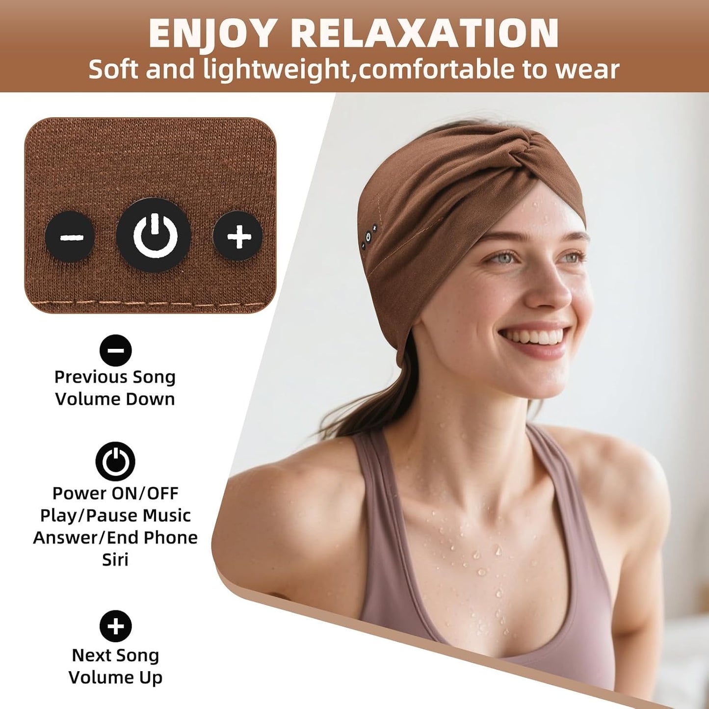 2-Pack Bluetooth Headband for Women, Wirless Headband with HD Stereo Speakers, Fashion Headband Headphones for Workout, Running, Yoga, Travel, Casual Wear, Meditation