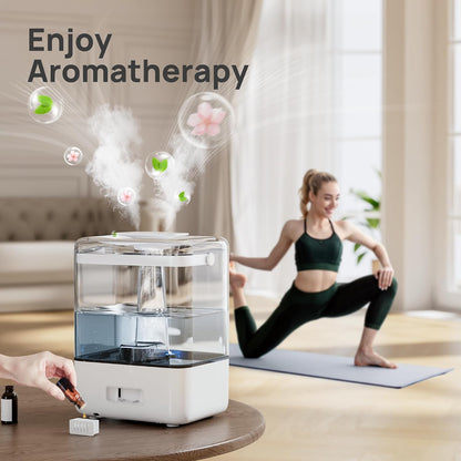 CHIVALZ Humidifiers for Bedroom Large Room, 6L Cool Mist Top Fill Humidifier with Essential Oil Diffuser, 26dB Quiet Ultrasonic Humidifier for Baby Nursery Plants, 50H Runtime Night Light 1 Pack White | Easy to Refill and Clean, Oil Diffuser, Blue