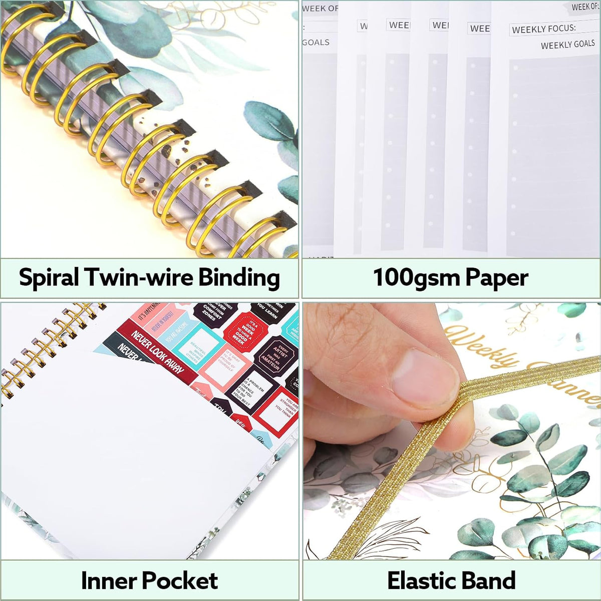 Thboxes A5 Weekly Planner Notebook, 52 Week Undated Journal for Women, Pink