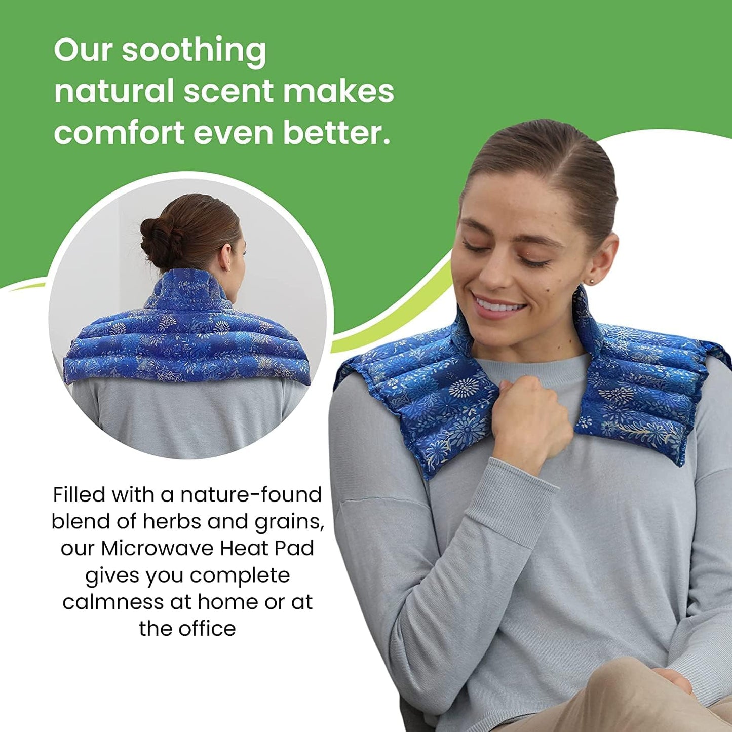 Nature Creation Microwave Heat Pad for Neck and Shoulder with an Extention that Cover The Neck - Microwave Heating Pad for Shoulders & Upper Back Cold Compress & Hot Pack - Happy Hearts 1 Pack