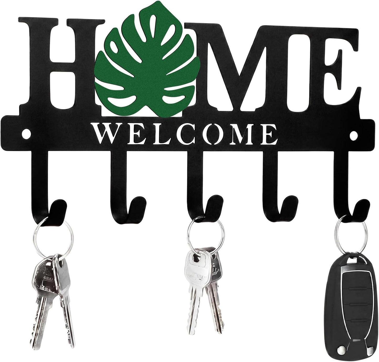 Key Holder Wall Mount Paw Print Metal Key Hooks Organizer Dog Leash Holder with 5 Hooks Rustic Farmhouse Decorative Welcome Home Wall Decor for Entryway Bathroom Dog Lover 9.8 Inch