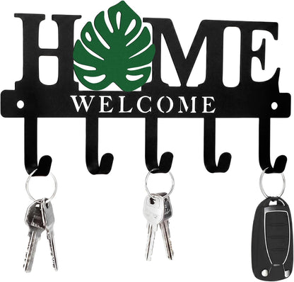 Key Holder Wall Mount Paw Print Metal Key Hooks Organizer Dog Leash Holder with 5 Hooks Rustic Farmhouse Decorative Welcome Home Wall Decor for Entryway Bathroom Dog Lover 9.8 Inch