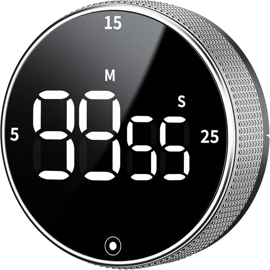 Digital Kitchen Timer with Magnetic - Visual Timer with Large LED Display, Pomodoro Classroom Timers with 3-Preset Times, Volume Adjustable, Countdown & Count Up Timers for Cooking
