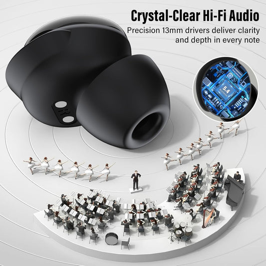 VEKJ Sleep Earbuds Bluetooth 5.4, 48H Smart Touch Screen in Ear Ear Buds, 2025 Mini Sleep Headphones Small Design for Side Sleepers, 5 EQ Modes, Clear Calls, IPX7 Waterproof in Ear Earphones