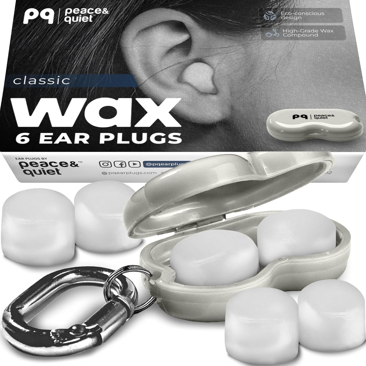 PQ Wax Ear Plugs for Sleep - 6 Silicone Wax Earplugs for Sleeping and Swimming - Gel Ear Plugs for Noise Cancelling, Ear Protection - Sleeping Earplugs with Sound Blocking (6-Pillows). Beige