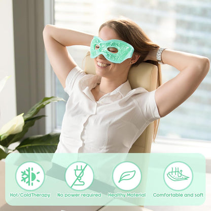 Panitay 8 Pcs Gel Eye Mask Cooling Gel Bead Eye Packs for Puffy Hot Cold with Plush Backing Reusable for Compress Dry Stress Skin Care