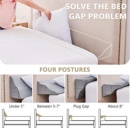 Bed Wedge Pillow for Headboard Gap Filler Queen(60"x6"x10"),Grey | Mattress Wedge Gap Filler for Headboards,Triangle Pillow Wedge for Bed,Soft Washable Cover,Neck Back Support&Sleeping Pillow