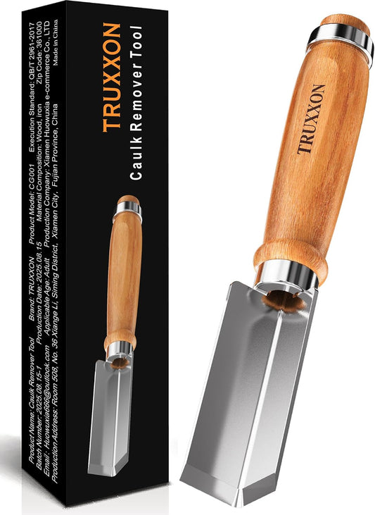 2PCS Professional Caulk Remover Tool – Heat-Treated Caulking Tool with 90° Sharp Blade & Solid Wood Handle, Saves Time for Home Improvement, Durable Grout & Silicone Remover Tool (Original - 2)