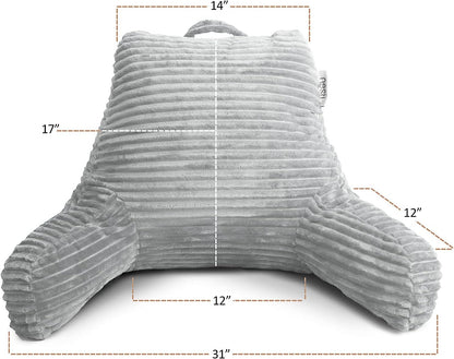 Hearth & Harbor Reading Pillow for Bed Adult – Back Pillow for Sitting in Bed, Standard Bed Pillows for Sitting Up in Bed, Foam Bed Chair Pillow, Stone Blue Bed Rest Pillow