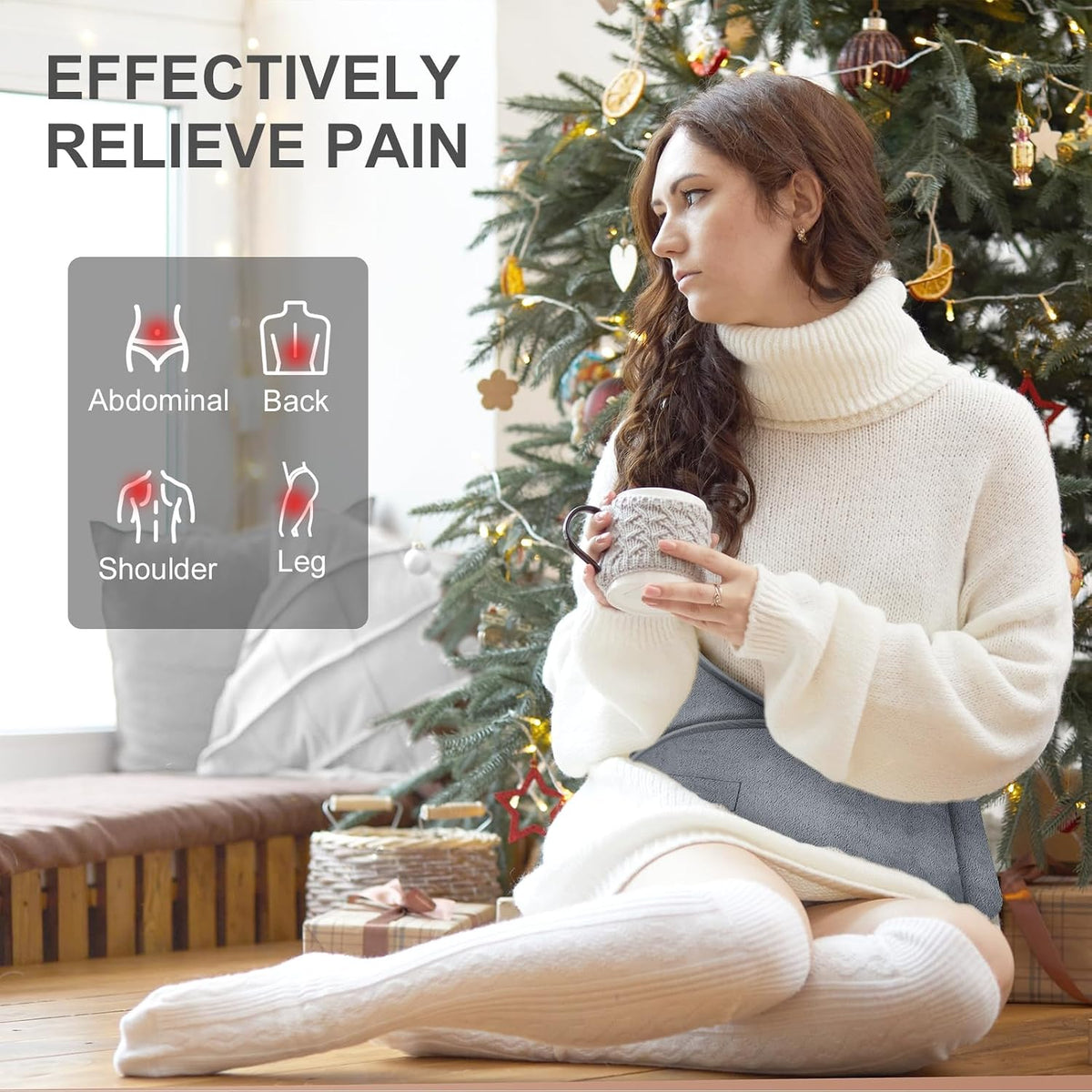 Heat Pad for Back Pain Relief Electric Heating Pads with 6 Temperatures Soft Detachable Heat Pad for Man Women (Gray)