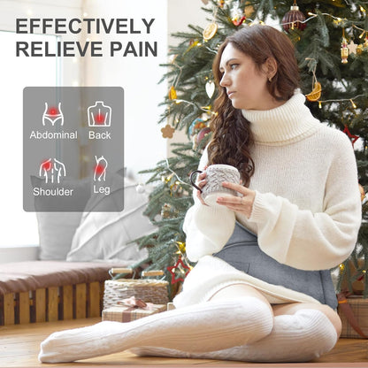 Heat Pad for Back Pain Relief Electric Heating Pads with 6 Temperatures Soft Detachable Heat Pad for Man Women (Gray)