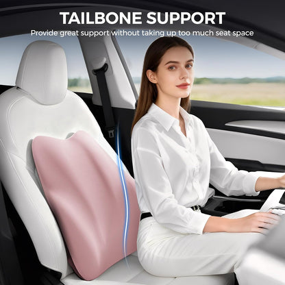 BEBAS Ergonomic Lumbar Support Pillow for Car, Memory Foam Car Back Cushion | Comfort Lumbar Pillow for Back Pain Relief, Breathable Washable Cover, Fits for Driving, Office, Wheelchair, Black