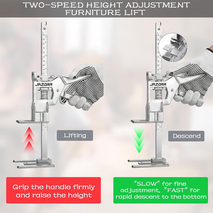 2Pcs Metal Labor Saving Arm Jack, Hand Furniture Lifter Tool, Furniture Jack, 440LBS Capacity Precise Control Slow/Fast Descent for Lifting Door Furniture, Window, Wall Tile Positioning