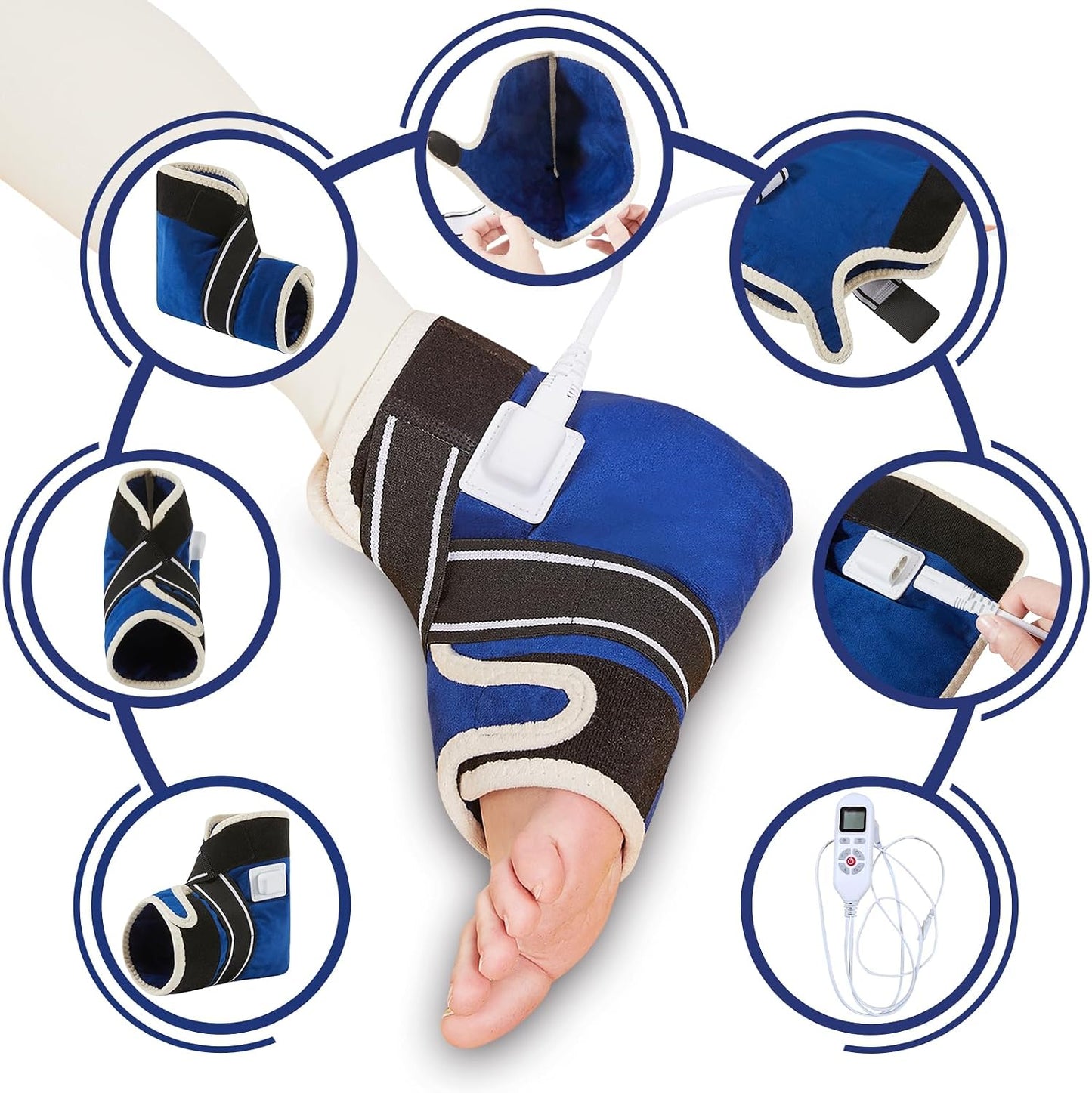 CAMECO 2-in-1 Cordless Foot Heating Pad & Massagers for Feet Neuropathy Pain Relief, 5000mAh 104℉-140℉ Heated Foot Warmers for Women Men, Rechargeable Vibration Heating Booties for Ankle Under Desk