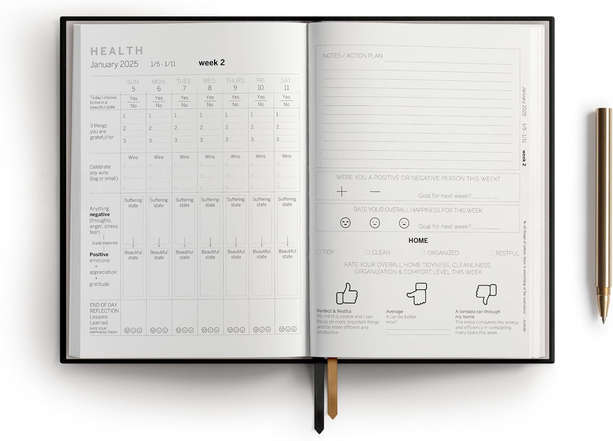Self Care Journal 2026 - Stress Relief Happiness Wellness Planner 2026 - Food, Fitness, Mental Health Wellness Journal Self Care Planner 2026 - Self Love Positivity Gratitude Journal for Women and Men (Blue)