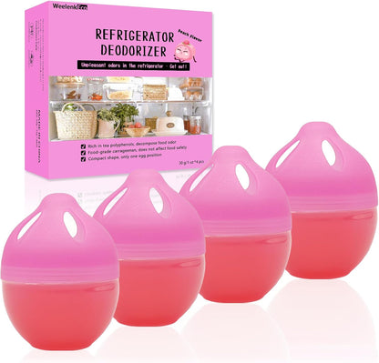 Refrigerator Deodorizer, More Effective Than Baking Soda(4Pcs/Lemon Flavor) | Removes stubborn fridge odors, food-grade raw materials with natural tea polyphenol extracts, 60–90 day lifespan