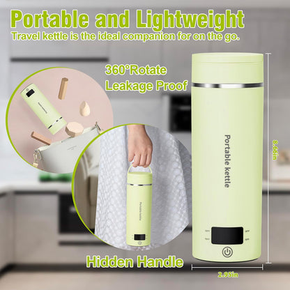 Touxila Portable Electric Kettle for Travel 120V, 13.5oz, 4 Temp Settings | 304 Stainless Steel Lining,Fast Boiling Water,Auto Shut-Off,Boil Dry Protection,Small Kettle for Office & Hotel(Beige, 400ML)