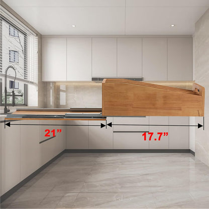 DINDON Pull Out Cabinet Organizer for Pans, Pot lid, Cookie Sheet, Cutting Board, Baking Tray, Slide Out Kitchen Cabinet Storage Organizer, 10.5''W X 21"D X 10.6"H, Wood