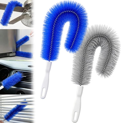 Fan Cleaning Brush – Bendable Microfiber Duster, Reusable Dust Remover, Washable, for Electric Fans, Air Conditioning, Blinds, Vents, Car & Home Use，Blue：2
