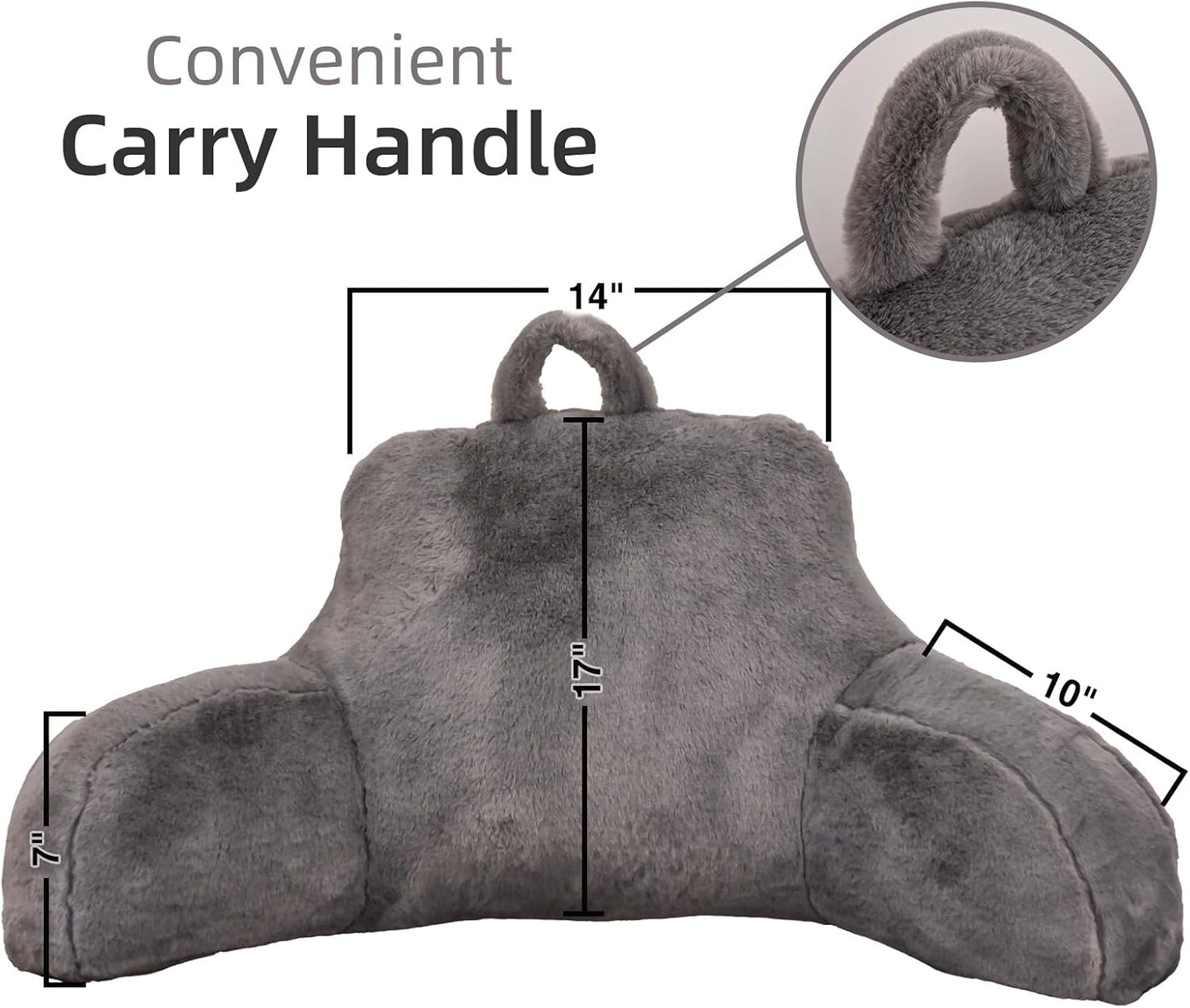A Nice Night Ivory Reading Pillow, 18.5" Bed Wedge Pillows with Arms | Back Support For Sitting,Faux Fur Backrest Pillow For Adult Children, Supports Reading,Gaming & Relaxing in Bed,Couch,Floor