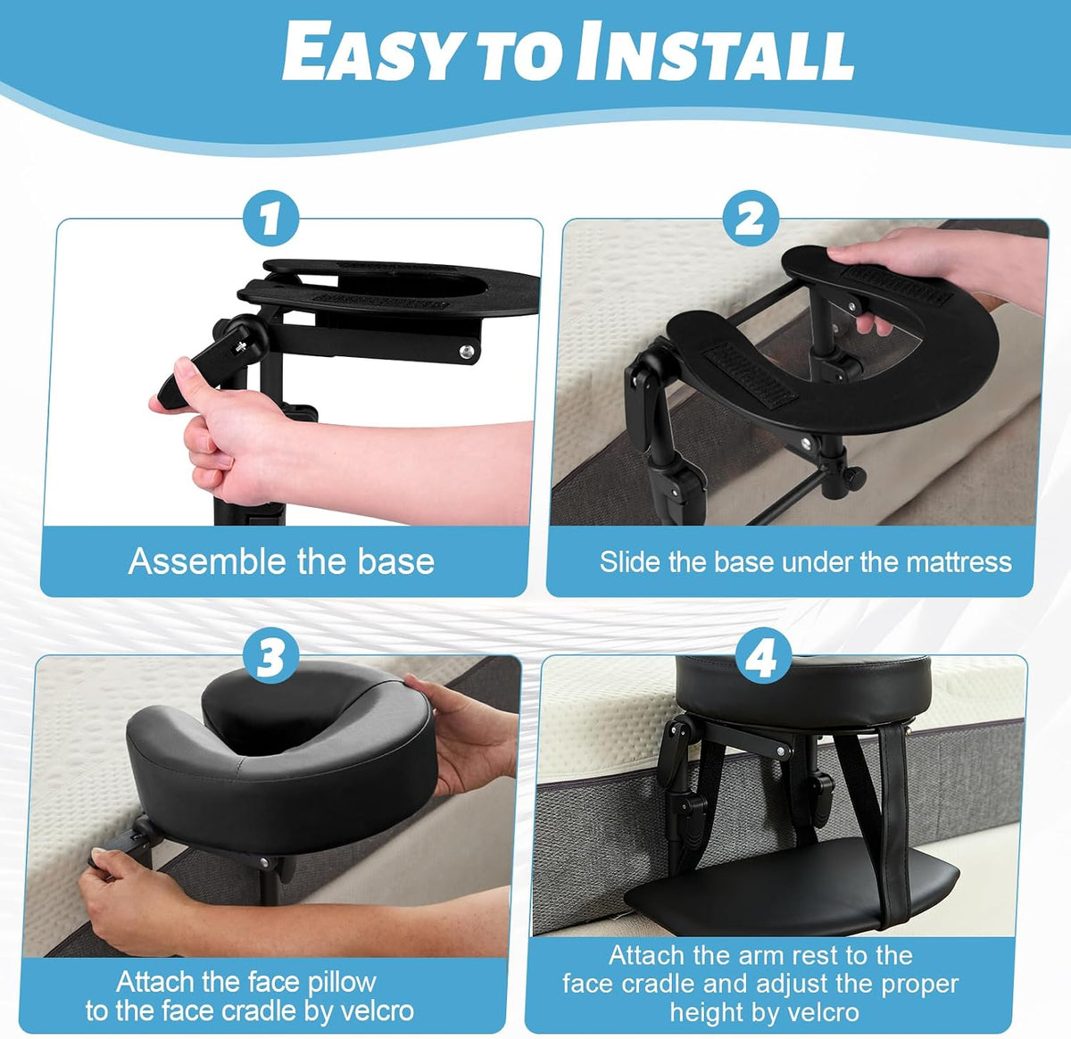 Massage Headrest for Bed, Head Holder & Face Cradle with Face Down Pillow