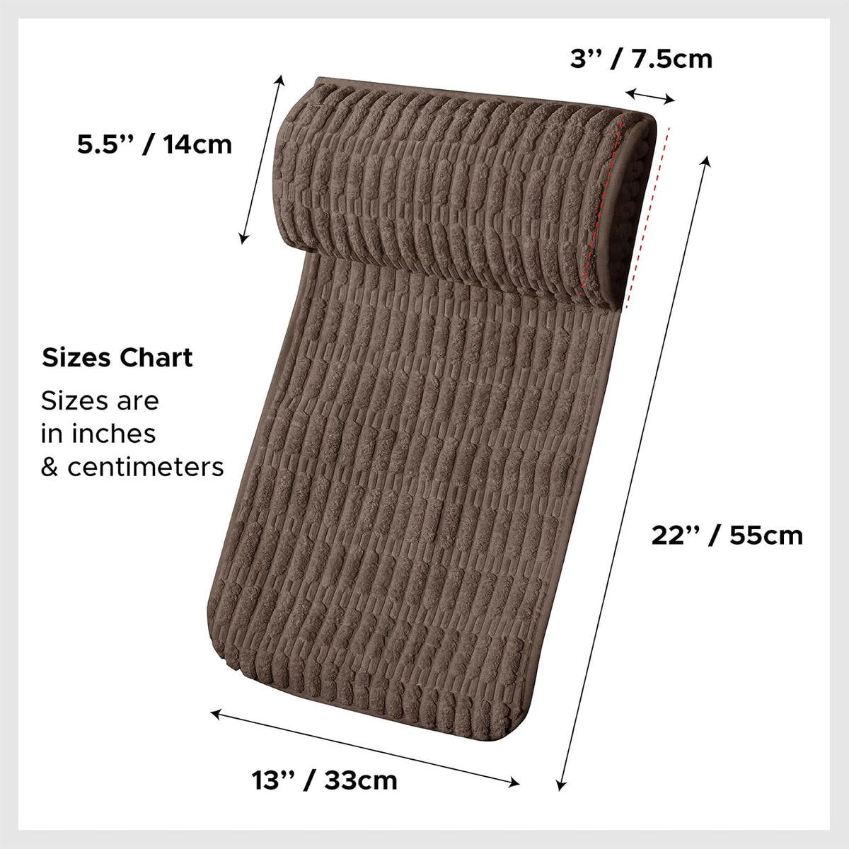 WdFour Headrest Memory Pillow, Support Cushions for Neck, Back or Foot for Sofas, Recliners, Office Chairs, Massage Chairs for Neck Pain Relief and Cervical Support(Khaki, 13" Wx2.7 D).
