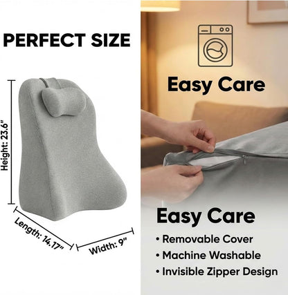 Back Wedge Pillow for Sofa, Lumbar Support Reading Pillow for Bed, Back Support Cushion for Sitting Up, Angled Design for Relaxing, Bedtime and Night Comfort (Light Gray)