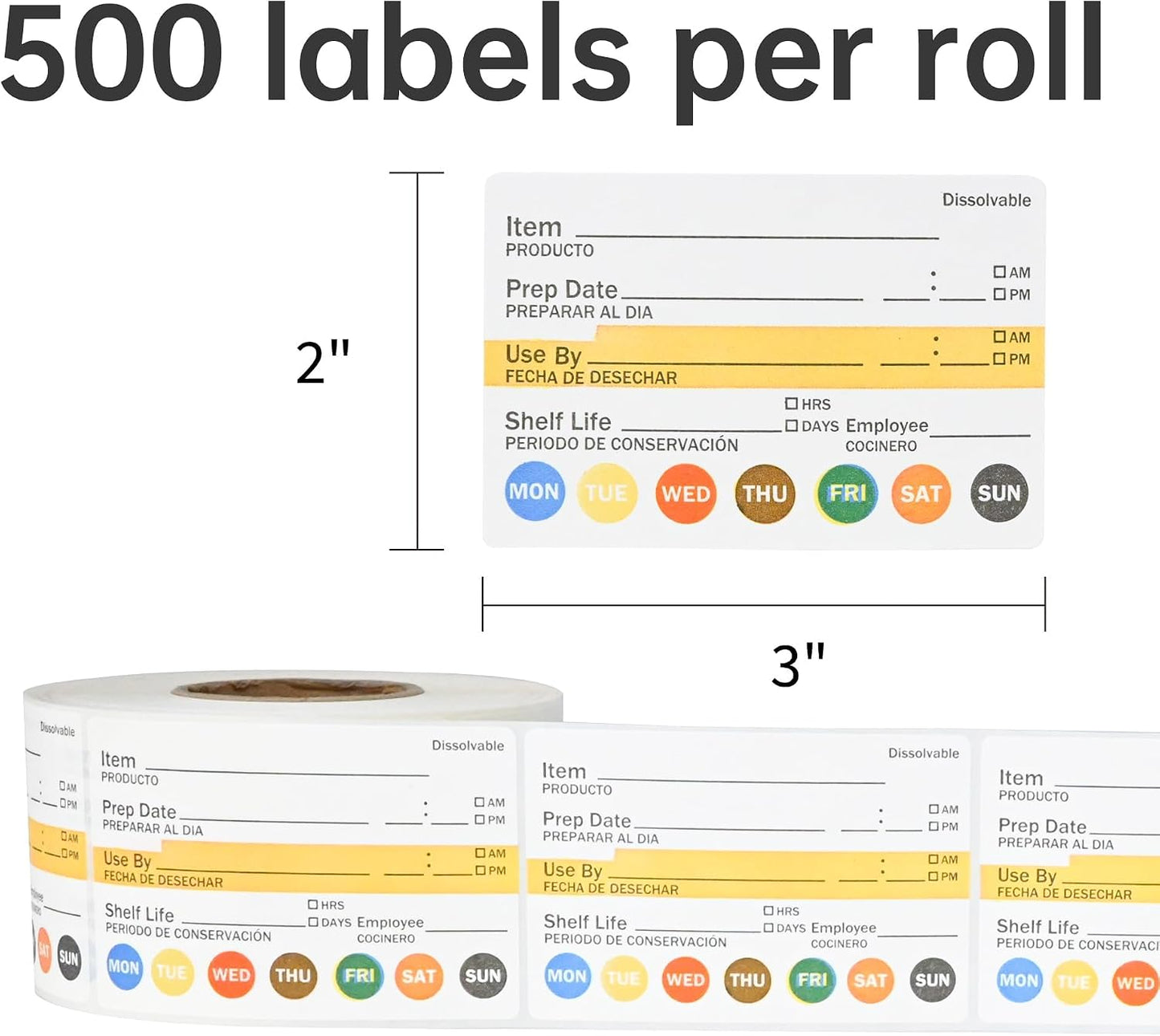 L LIKED Dissolvable Label Shelf Life for Food Rotation Use by Stickers 2 x 3 Inch Roll of 250 Labels